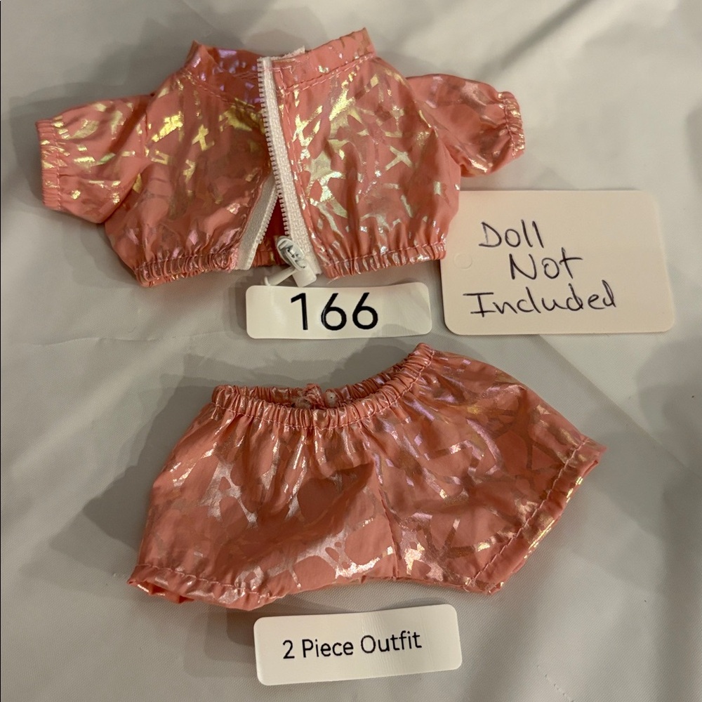 166, 2 Piece outfit Pink Doll Outfit with Jacket and Shorts(Doll Not Included)